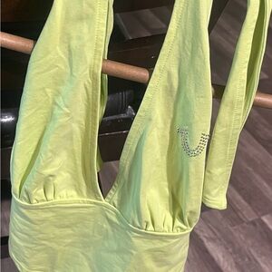 True Religion Neon Lime Rhinestone Logo Tube Top. NEVER WORN brand new !